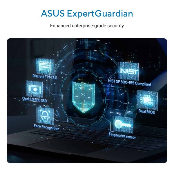 ASUS ExpertBook B5 B5405CCA-LY0020X Intel Core Ultra 7 255H Laptop 35,6 cm (14") WUXGA 16 GB DDR5-SDRAM 512 GB SSD Wi-Fi 7 (802.11be) Windows 11 Pro US International Zwart (90NX08I1-M000M0)