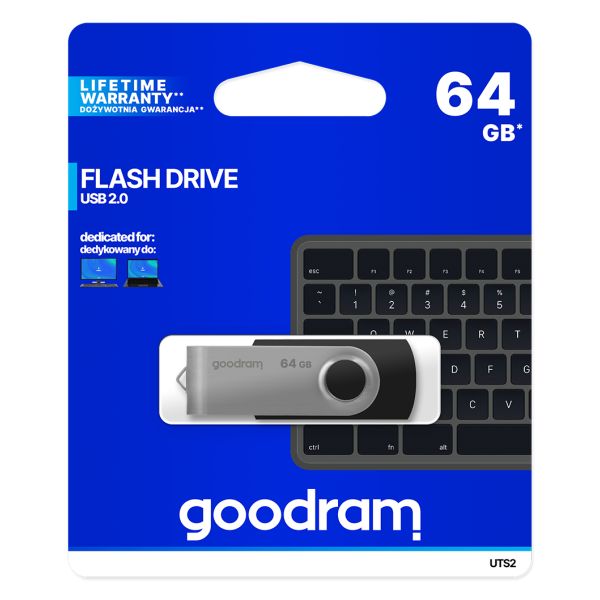 Goodram UTS2 USB flash drive 64 GB USB Type-A 2.0 Zwart (UTS2-0640K0R11)