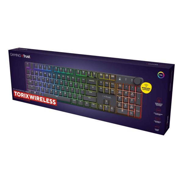 Trust GXT 868 Torix Gaming Toetsenbord - Mechanisch toetsenbord – Draadloos en Bluetooth – QWERTY US-indeling – Zwart (25368)