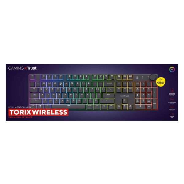 Trust GXT 868 Torix Gaming Toetsenbord - Mechanisch toetsenbord – Draadloos en Bluetooth – QWERTY US-indeling – Zwart (25368)