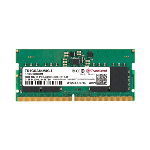 Transcend TS1GSA64V8G, 8 GB, 1 x 8 GB, DDR5, 4800 MHz, 262-pin SO-DIMM (TS1GSA64V8G)