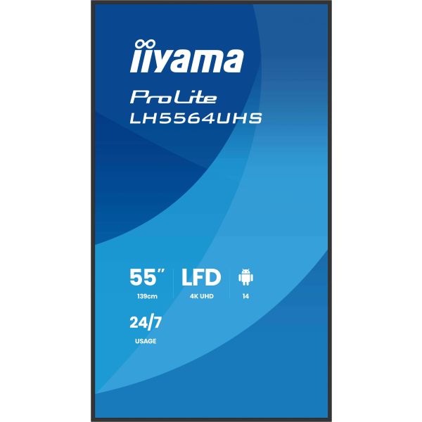 iiyama LH5564UHS-B1AG beeldkrant Digitale signage flatscreen 139,7 cm (55") Wifi 500 cd/m² 4K Ultra HD Zwart Android 24/7 (LH5564UHS-B1AG)