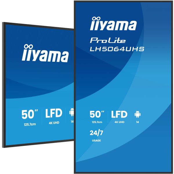 iiyama LH7564UHS-B1AG beeldkrant Digitale signage flatscreen 190,5 cm (75") Wifi 500 cd/m² 4K Ultra HD Zwart Android 24/7 (LH7564UHS-B1AG)