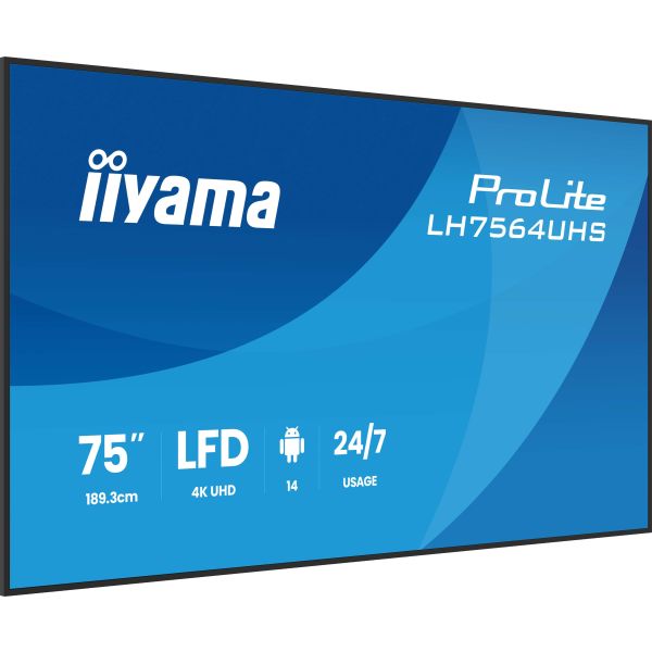 iiyama LH7564UHS-B1AG beeldkrant Digitale signage flatscreen 190,5 cm (75") Wifi 500 cd/m² 4K Ultra HD Zwart Type processor Android 24/7 (LH7564UHS-B1AG) 13/14 iiyama LH7564UHS-B1AG beeldkrant Digitale signage flatscreen 190,5 cm (75") Wifi 500 cd/m² 4K Ultra HD Zwart Type processor Android 24/7 (LH7564UHS-B1AG)