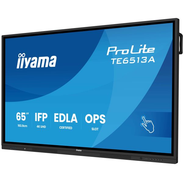 iiyama TE6513A-B1AG beeldkrant Interactief flatscreen 163,8 cm (64.5") Wifi 500 cd/m² 4K Ultra HD Zwart Touchscreen Type processor Android 18/7 (TE6513A-B1AG)