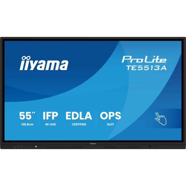 iiyama TE6513A-B1AG beeldkrant Interactief flatscreen 163,8 cm (64.5") Wifi 450 cd/m² 4K Ultra HD Zwart Touchscreen Type processor Android 18/7 (TE6513A-B1AG)