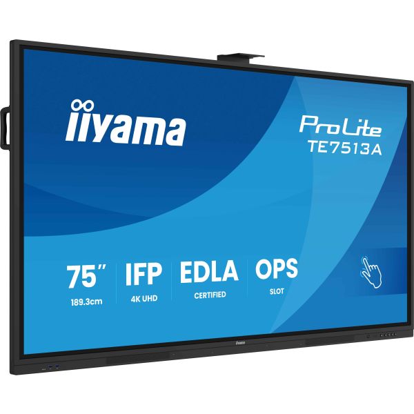 iiyama TE7513A-B1AG beeldkrant Interactief flatscreen 190,5 cm (75") Wifi 500 cd/m² 4K Ultra HD Zwart Touchscreen Type processor Android 18/7 (TE7513A-B1AG)