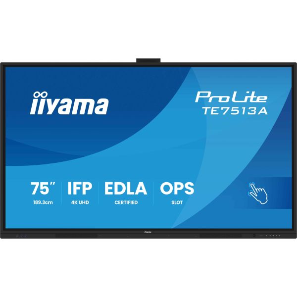 iiyama TE7513A-B1AG beeldkrant Interactief flatscreen 190,5 cm (75") Wifi 500 cd/m² 4K Ultra HD Zwart Touchscreen Type processor Android 18/7 (TE7513A-B1AG)