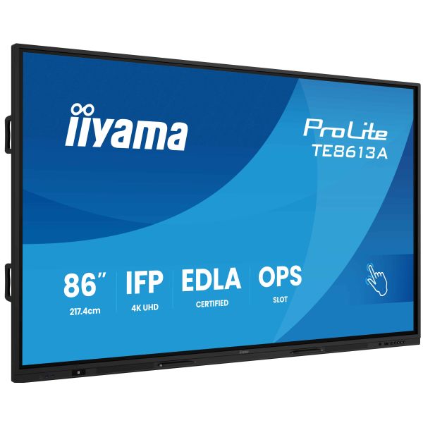 iiyama TE8613A-B1AG beeldkrant Interactief flatscreen 2,17 m (85.6") Wifi 500 cd/m² 4K Ultra HD Zwart Touchscreen Type processor Android 18/7 (TE8613A-B1AG)