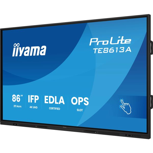iiyama TE8613A-B1AG beeldkrant Interactief flatscreen 2,17 m (85.6") Wifi 500 cd/m² 4K Ultra HD Zwart Touchscreen Type processor Android 18/7 (TE8613A-B1AG)