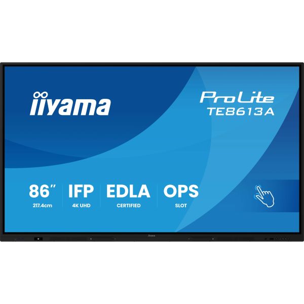 iiyama TE8613A-B1AG beeldkrant Interactief flatscreen 2,17 m (85.6") Wifi 500 cd/m² 4K Ultra HD Zwart Touchscreen Type processor Android 18/7 (TE8613A-B1AG)