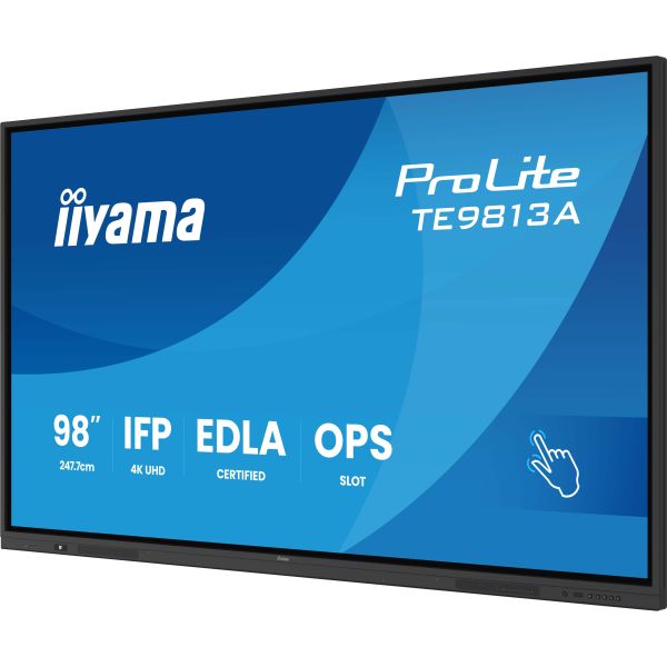 iiyama TE9813A-B1AG beeldkrant Interactief flatscreen 2,48 m (97.5") Wifi 450 cd/m² 4K Ultra HD Zwart Touchscreen Type processor Android 18/7 (TE9813A-B1AG)