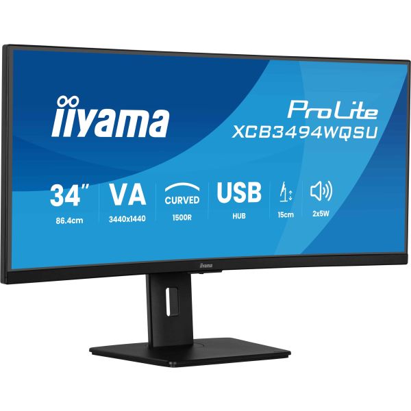 iiyama ProLite XCB3494WQSU-B1 computer monitor 86,4 cm (34") 3440 x 1440 Pixels UltraWide Quad HD LED Zwart (XCB3494WQSU-B1)