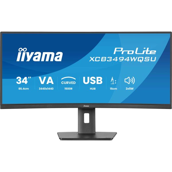 iiyama ProLite XCB3494WQSU-B1 computer monitor 86,4 cm (34") 3440 x 1440 Pixels UltraWide Quad HD LED Zwart (XCB3494WQSU-B1) iiyama ProLite XCB3494WQSU-B1 computer monitor 86,4 cm (34") 3440 x 1440 Pixels UltraWide Quad HD LED Zwart (XCB3494WQSU-B1)