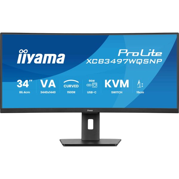 iiyama ProLite XCB3497WQSNP-B1 computer monitor 86,4 cm (34") 3440 x 1440 Pixels UltraWide Quad HD LED Zwart (XCB3497WQSNP-B1)