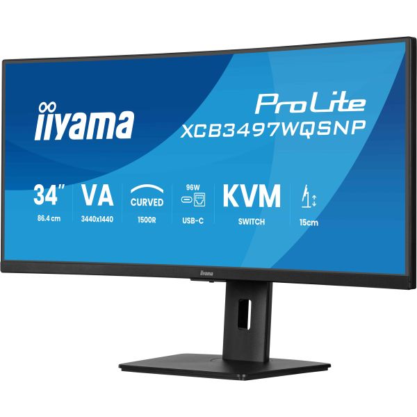 iiyama ProLite XCB3497WQSNP-B1 computer monitor 86,4 cm (34") 3440 x 1440 Pixels UltraWide Quad HD LED Zwart (XCB3497WQSNP-B1)