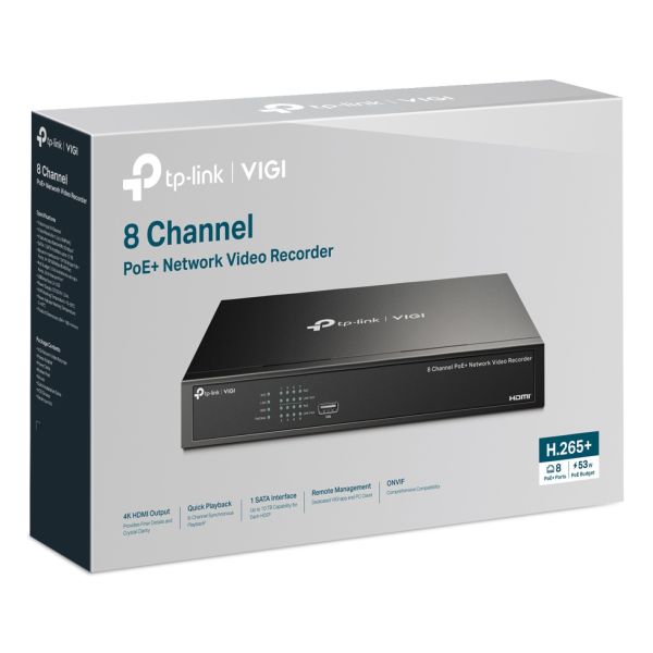 TP-Link VIGI NVR1008H-8P Zwart (VIGI NVR1008H-8P)