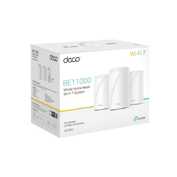 TP-Link BE9300 Tri-band (2,4 GHz / 5 GHz / 6 GHz) Wi-Fi 7 (802.11be) Wit 4 Intern (DECO BE65(3-PACK)(EU))