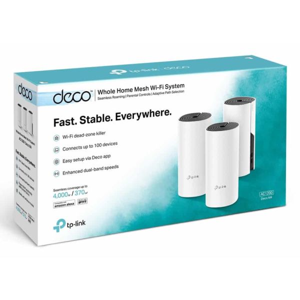TP-Link Deco M4(3-pack) Dual-band (2.4 GHz / 5 GHz) Wi-Fi 5 (802.11ac) Wit 2 Intern (DECO M4(3-PACK)(EU))