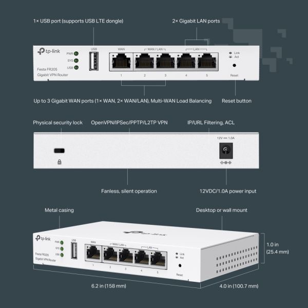 TP-Link Festa FR205 bedrade router 10 Gigabit Ethernet, 100 Gigabit Ethernet, Gigabit Ethernet Wit (FESTA FR205(UN))