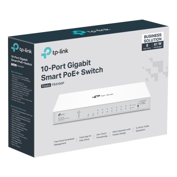 TP-Link FESTA FS310GP netwerk-switch Managed L2/L2+ Gigabit Ethernet (10/100/1000) Power over Ethernet (PoE) 1U Wit (FESTA FS310GP(UN))