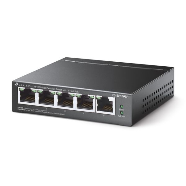 TP-Link TL-SF1005P Unmanaged Fast Ethernet (10/100) Power over Ethernet (PoE) Zwart (TL-SF1005P(UN))