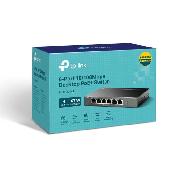 TP-Link TL-SF1006P netwerk-switch Unmanaged Fast Ethernet (10/100) Power over Ethernet (PoE) Zwart (TL-SF1006P(UN))