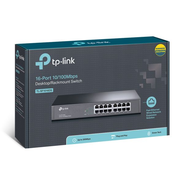 TP-Link TL-SF1016DS netwerk-switch Unmanaged Fast Ethernet (10/100) 1U Zwart (TL-SF1016DS(UN))