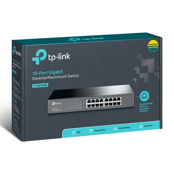 TP-Link TL-SG1016D Unmanaged Gigabit Ethernet (10/100/1000) Zwart (TL-SG1016D(UN))