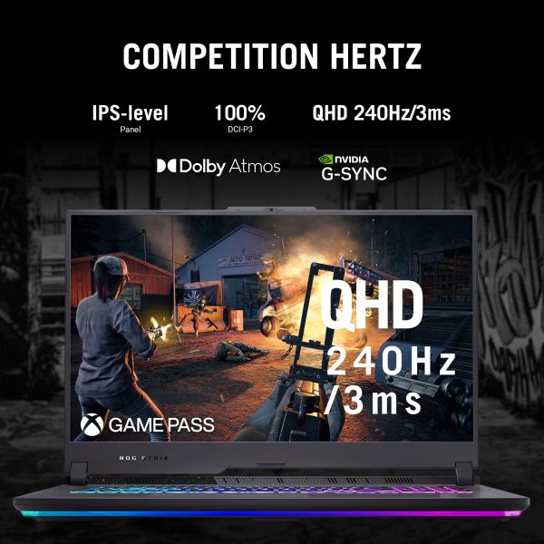 ASUS ROG Strix G17 G713PI-HX130W AMD Ryzen™ 9 7940HX Laptop 43,9 cm (17.3") Full HD 16 GB DDR5-SDRAM 1 TB SSD NVIDIA GeForce RTX 4070 Wi-Fi 6E (802.11ax) Windows 11 Home Grijs (90NR0GG4-M00AZ0)