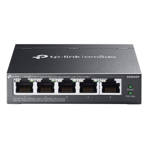TP-Link Omada ES205G Managed Gigabit Ethernet (10/100/1000) Power over Ethernet (PoE) Zwart (ES205GP(UN)) TP-Link Omada ES205G Managed Gigabit Ethernet (10/100/1000) Power over Ethernet (PoE) Zwart (ES205GP(UN))