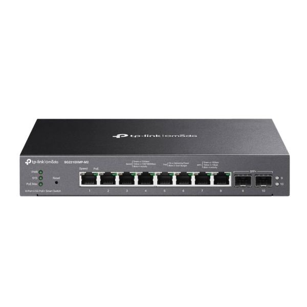 TP-Link Omada SG2210XMP-M2 netwerk-switch Managed L2/L2+ 2.5G Ethernet (100/1000/2500) Power over Ethernet (PoE) Bureaublad-/wandmontage Zwart (SG2210XMP-M2(UN))