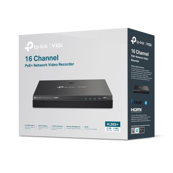 TP-Link VIGI NVR2016H-16MP Netwerk Video Recorder (NVR) Zwart (VIGI NVR2016H-16MP(UN))