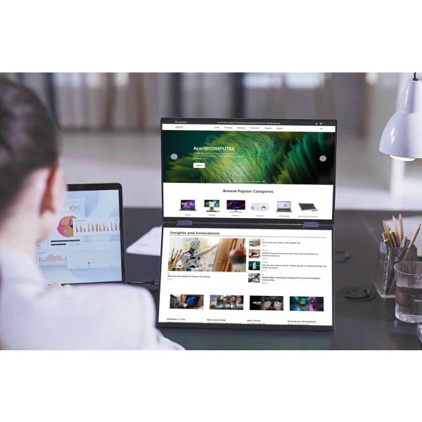 Acer PD163Qbmiuux computer monitor 39,6 cm (15.6") 1920 x 1080 Pixels Double Full HD LED Grijs (UM.ZP3EE.008)