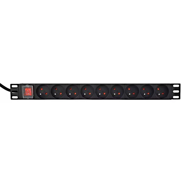 gembird Stromverteiler PDU 9 Französ. Anschlüsse 2m Kabel (EG-PDU-9F2F)