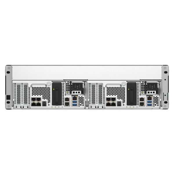 QNAP ES1686dc R2 NAS Rack (3U) Intel® Xeon® D D-2142IT 64 GB DDR4 0 TB QNAP QES Zwart, Grijs (ES1686DC-R2-2142IT-128G)