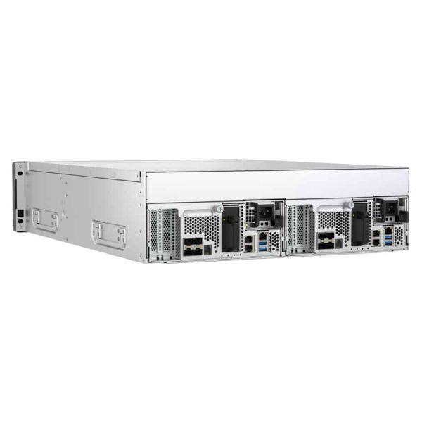 QNAP ES1686dc R2 NAS Rack (3U) Intel® Xeon® D D-2142IT 48 GB DDR4 0 TB QNAP QES Zwart, Grijs (ES1686DC-R2-2142IT-96G)