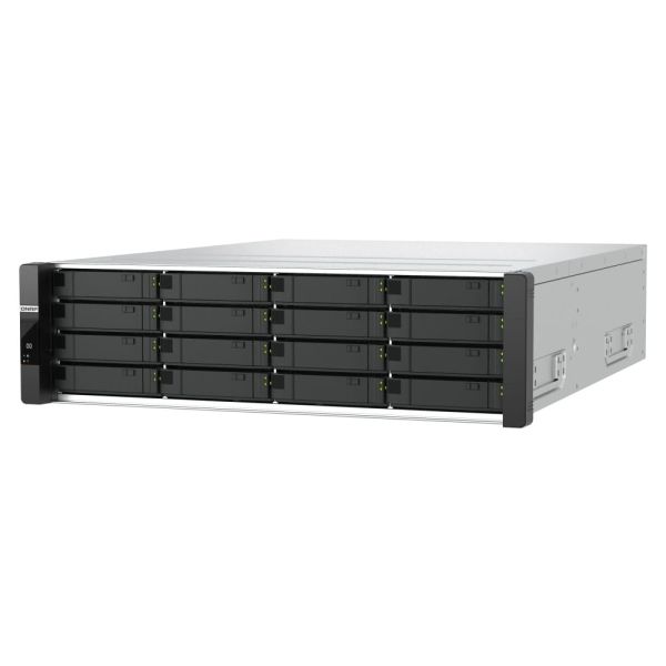 QNAP ES1686dc R2 NAS Rack (3U) Intel® Xeon® D D-2142IT 48 GB DDR4 0 TB QNAP QES Zwart, Grijs (ES1686DC-R2-2142IT-96G)