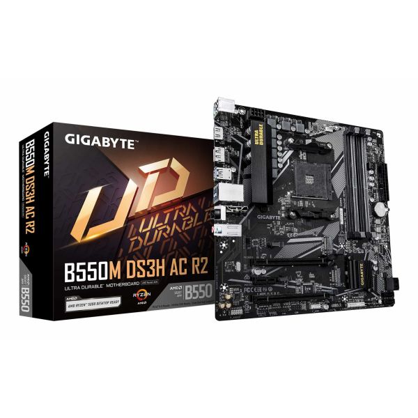 GIGABYTE B550M DS3H AC R2 moederbord AMD B550 Socket AM4 micro ATX (B550M DS3H AC R2) GIGABYTE B550M DS3H AC R2 moederbord AMD B550 Socket AM4 micro ATX (B550M DS3H AC R2)