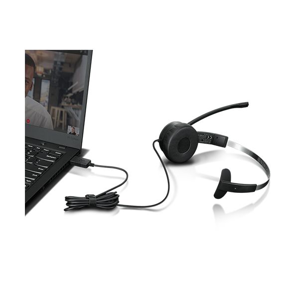Lenovo 100 Mono Headset Bedraad Hoofdband Kantoor/callcenter USB Type-A Zwart (4XD1B61617)