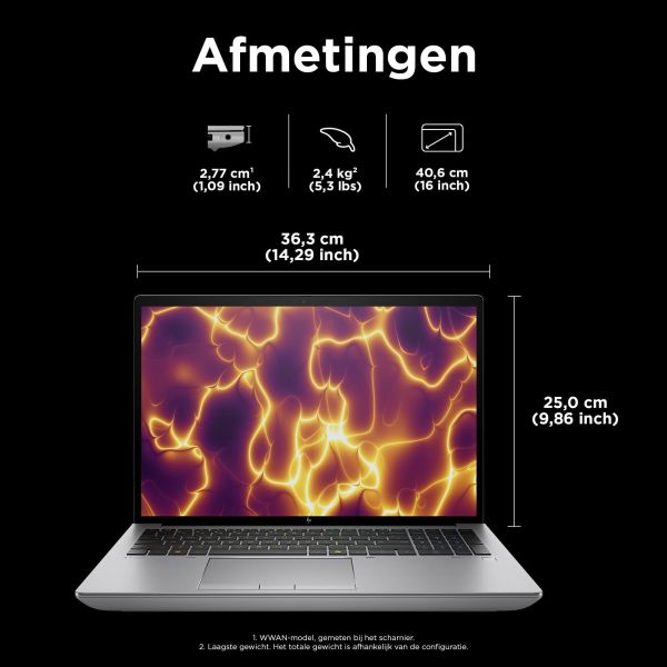 HP ZBook Fury ZB16G11 i7-14700HX 16 32GB/1T PC Inte Intel® Core™ i7 Mobiel werkstation 40,6 cm (16") WUXGA DDR5-SDRAM 1 TB SSD NVIDIA RTX 2000 Ada Wi-Fi 7 (802.11be) Windows 11 Pro Grijs (98K96ET#ABH)