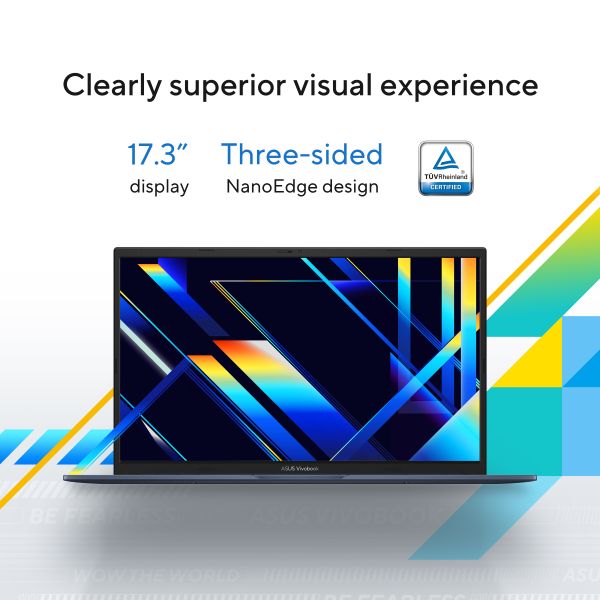 ASUS Vivobook 17 X1704ZA-AU043W Intel® Core™ i5 i5-1235U Laptop 43,9 cm (17.3") Full HD 16 GB DDR4-SDRAM 512 GB SSD Wi-Fi 6E (802.11ax) Windows 11 Home Blauw (90NB10F2-M003C0)