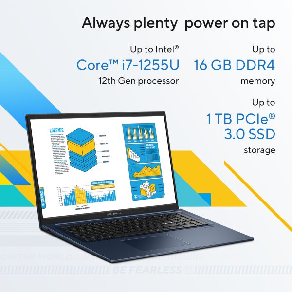 ASUS Vivobook 17 X1704ZA-AU043W Intel® Core™ i5 i5-1235U Laptop 43,9 cm (17.3") Full HD 16 GB DDR4-SDRAM 512 GB SSD Wi-Fi 6E (802.11ax) Windows 11 Home Blauw (90NB10F2-M003C0)