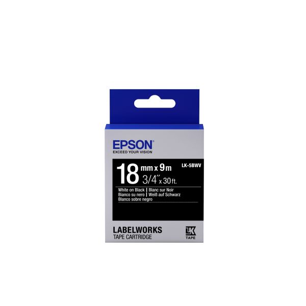 Epson Levendige label tape voor -etikettencassette LK-5BWV (C53S655014) Epson Levendige label tape voor -etikettencassette LK-5BWV (C53S655014)