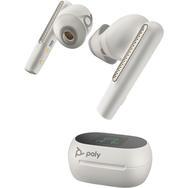 POLY Voyager Free 60+ UC White Sand Earbuds + BT700 USB-C-adapter + oplaadcase met touchscreen (7Y8G6AA)