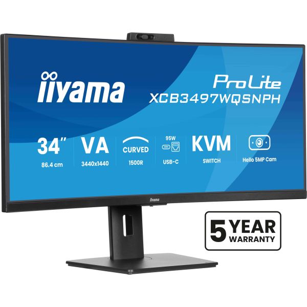 iiyama ProLite XCB3497WQSNPH-B1 computer monitor 86,4 cm (34") 3440 x 1440 Pixels UltraWide Quad HD LED Zwart (XCB3497WQSNPH-B1)