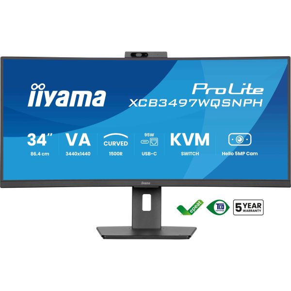 iiyama ProLite XCB3497WQSNPH-B1 computer monitor 86,4 cm (34") 3440 x 1440 Pixels UltraWide Quad HD LED Zwart (XCB3497WQSNPH-B1)