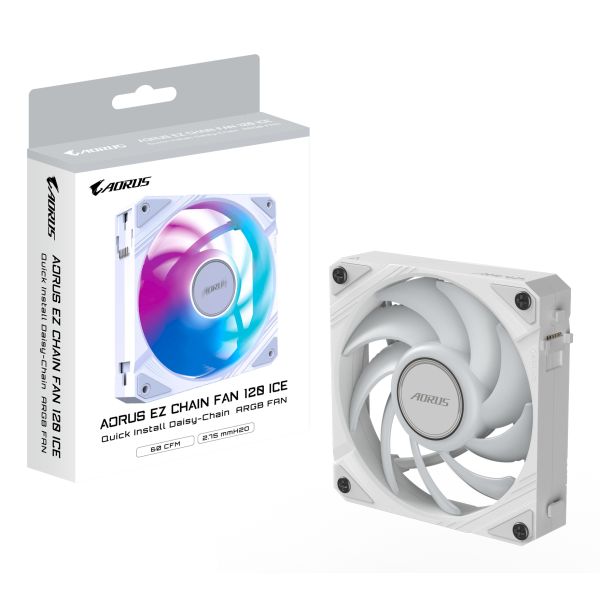 GIGABYTE AORUS EZ CHAIN FAN 120 ICE Moederbord Ventilator 12 cm Wit 1 stuk(s) (GP-ECFAN1201)