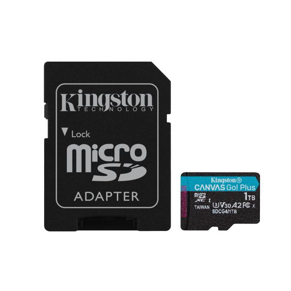 Kingston Technology 1TB microSDXC Canvas Go! Plus Gen4 200MB/s A2 U3 V30 kaart + adapter (SDCG4/1TB) Kingston Technology 1TB microSDXC Canvas Go! Plus Gen4 200MB/s A2 U3 V30 kaart + adapter (SDCG4/1TB)