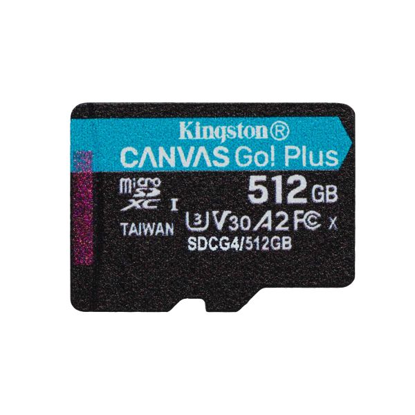 Kingston Technology 512GB microSDXC Canvas Go! Plus Gen4 200R A2 U3 enkel pakket zonder adapter (SDCG4/512GBSP) Kingston Technology 512GB microSDXC Canvas Go! Plus Gen4 200R A2 U3 enkel pakket zonder adapter (SDCG4/512GBSP)